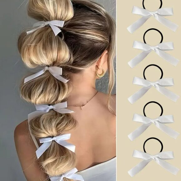 Pack of 8 RED ribbons with hair bands to create bubble braids - RED - NEW - Picture 3 of 7